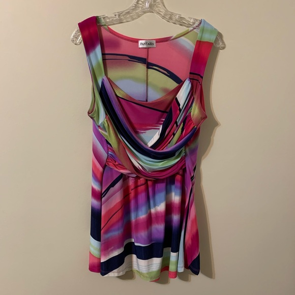 Sleeveless Multicolor Top by FANTAZIA size Large - Picture 3 of 15
